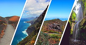 Sehenswürdigkeiten von  La Palma - schwarze Lava Landschaft, Strand, Landschaft, Wasserfall im Nationalpark